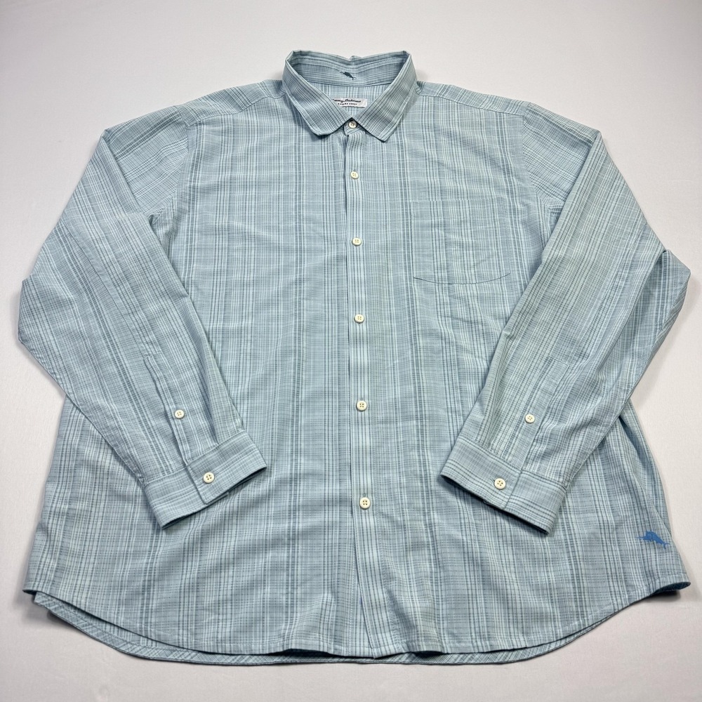 Tommy Bahama Shirt Mens 2XL IslandZone Bahama Coast Long Sleeve Stretch Plaid